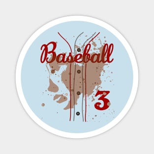 Toddler 3rd Birthday Baseball 3 Years Old #3 Baseball Lover Dirty Uniform Funny Baseball Magnet